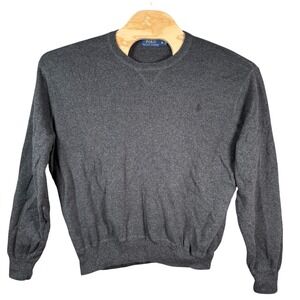 Polo Ralph Lauren Sweater Mens XL Gray Cotton Crewneck Knit Pony Logo Casual